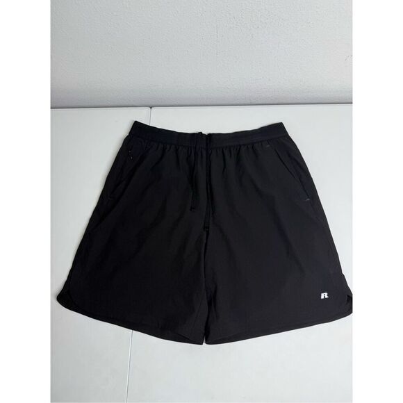 Russell Athletic  Elastic Waist 2 Pockets  Shorts Men Sz L(36-38) Black DriPower - Picture 1 of 9